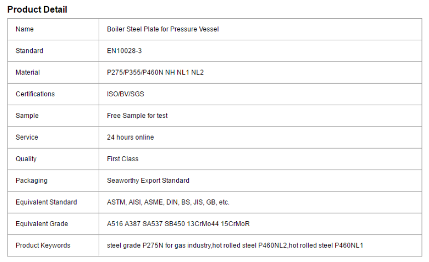 P275N pressure vessel steel plates P275N pressure vessel steel plates